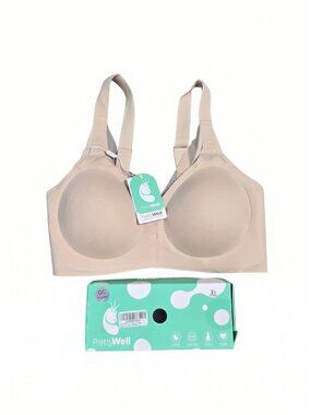 NWT | PrettyWell Beige Wireless Dual Closure Mesh Trim Comfort Bra XL